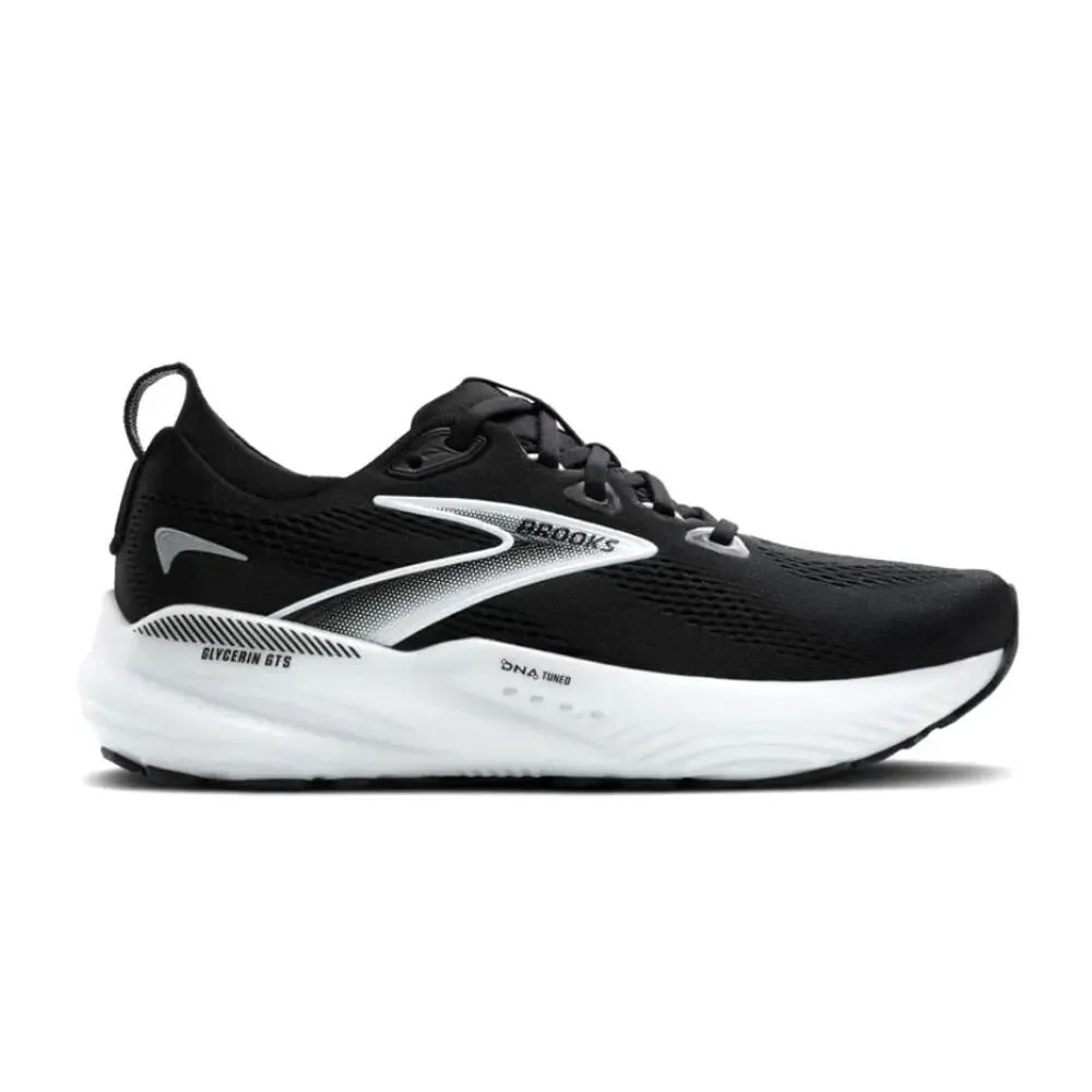 Brooks Men's Black Gray White Glycerin GTS 22 Running Shoes Size 10